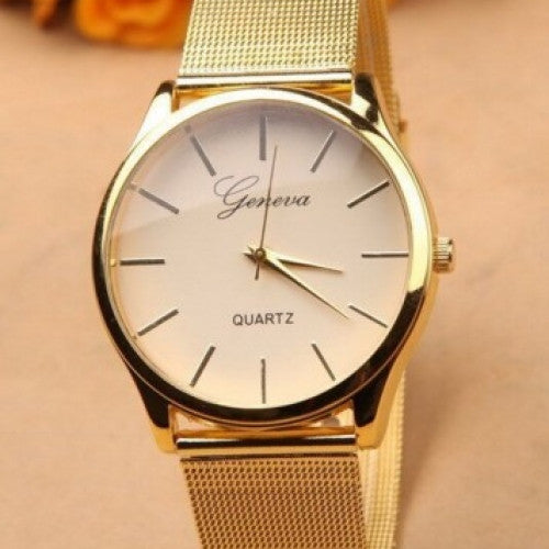 New Brand Name Geneva Quartz Watch Best Quality G-8072, Gold Watch Full Stainless Steel Woman Fashion Dress Watches