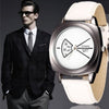 Luxury Brand Men Leather Strap Business Wristwatch Unique Digital Dial Design Quartz Watches