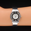 Unique Rhinestone Design Dial Cuff Bracelet Silver Bangle Watches Clock